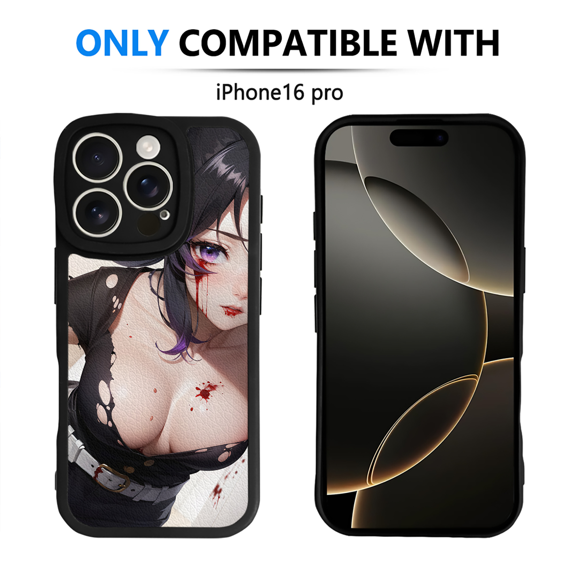 （画像用） 鬼滅の刃（きめつのやいば）蟲柱-胡蝶 しのぶ／こちょう しのぶ Kochou Shinobu 【iPhone 16シリーズ対応】シリコンスマホケース（レザー調） 材質：シリコン